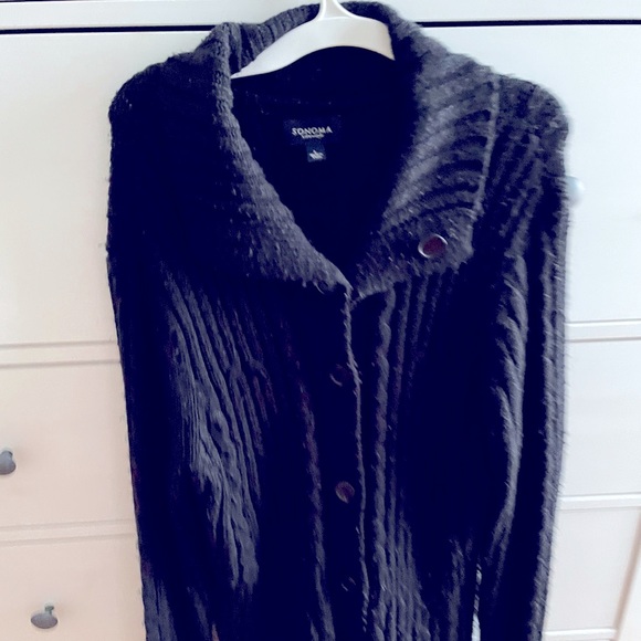 Sonoma life + style black knitted jacket, size L cozy fall winter minimalist - Picture 1 of 6
